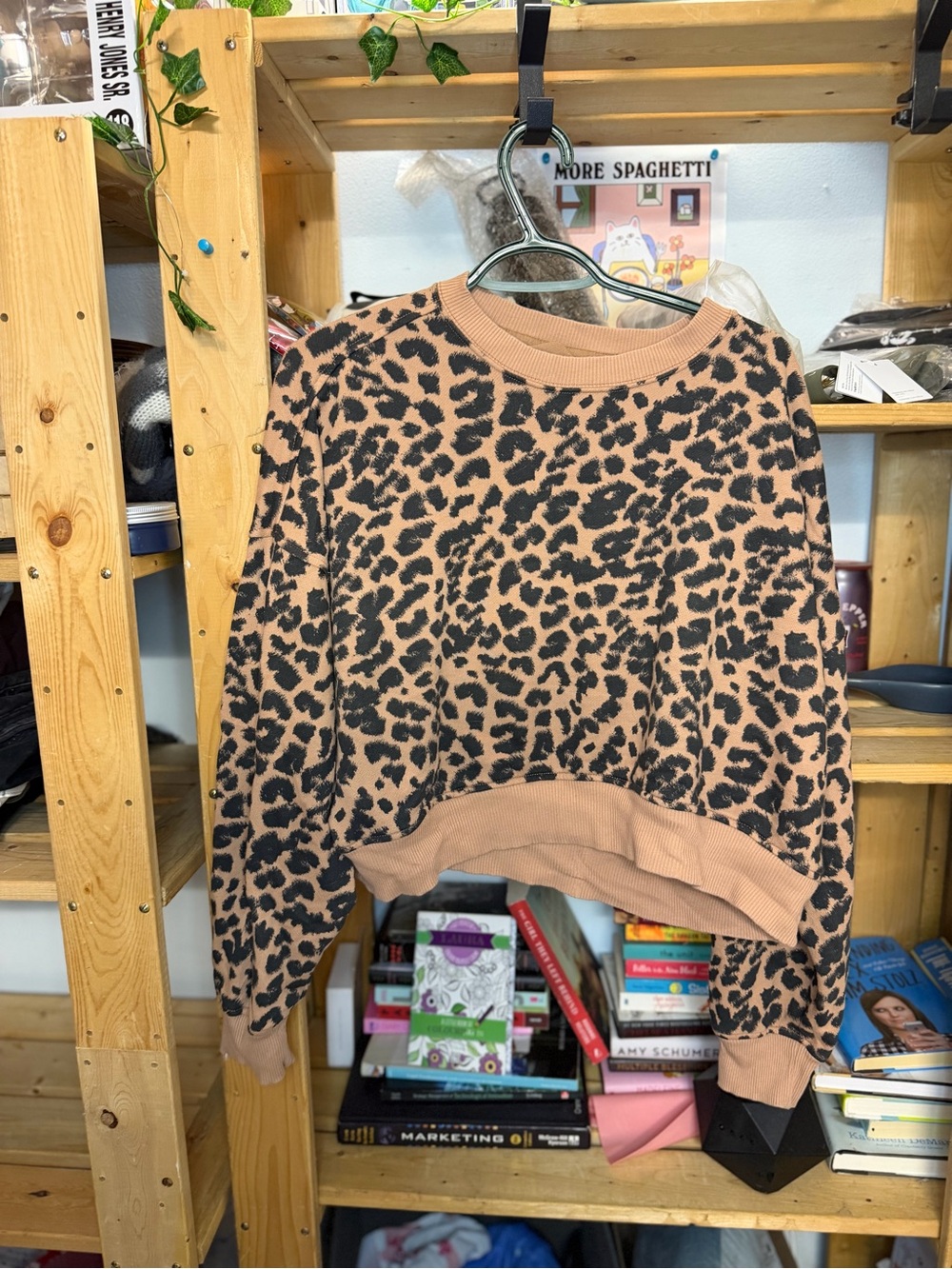 aerie Leopard Crewneck Sweater - Tan & Black